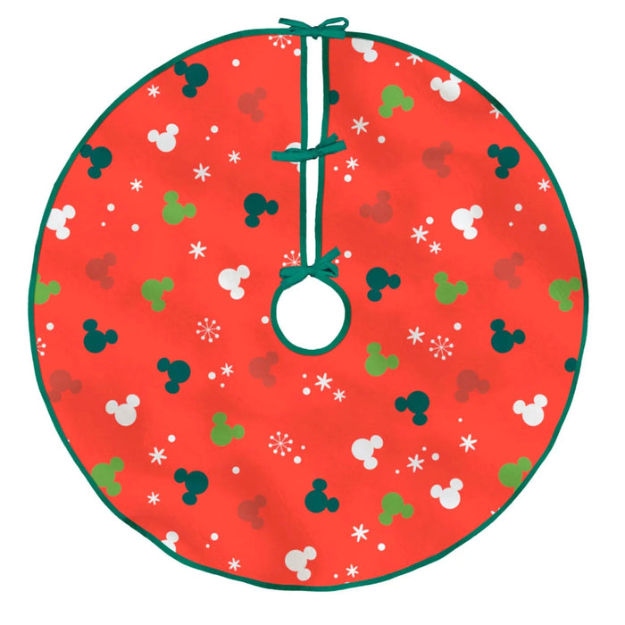 Hallmark Disney Mickey Mouse Ears 48-inch fabric Christmas tree skirt for festive holiday tree displays.s