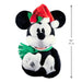 Hallmark Disney Mickey Mouse 15-inch plush Christmas tree topper wearing a red and white Santa hat and green scarf.