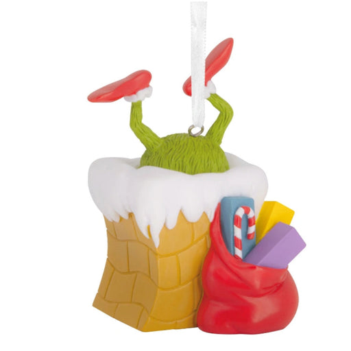 This Hallmark Dr. Seuss's How the Grinch Stole Christmas!™ Grinch in Chimney Hallmark Ornament captures one of the most memorable scenes from the beloved holiday classic.