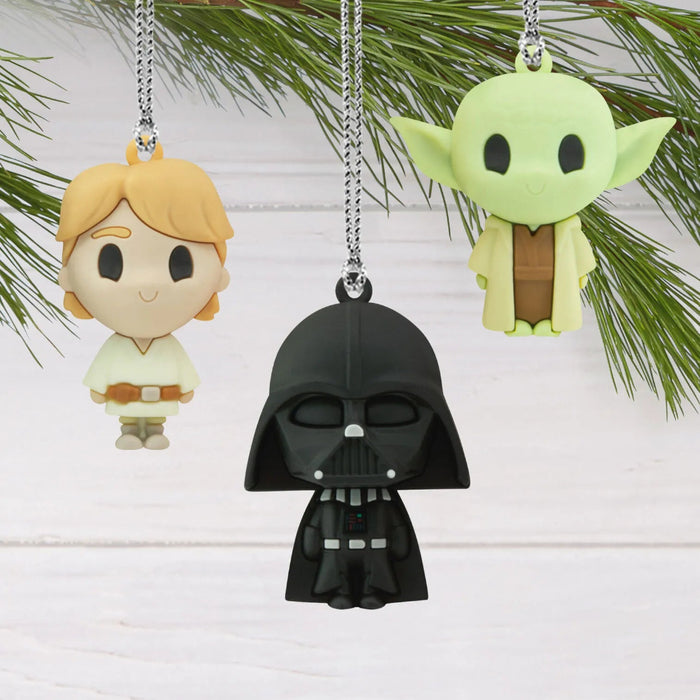 Hallmark Star Wars™ countdown calendar with 12 miniature shatterproof character and droid Christmas ornaments, each 1.75 inches high with hanger attachments.