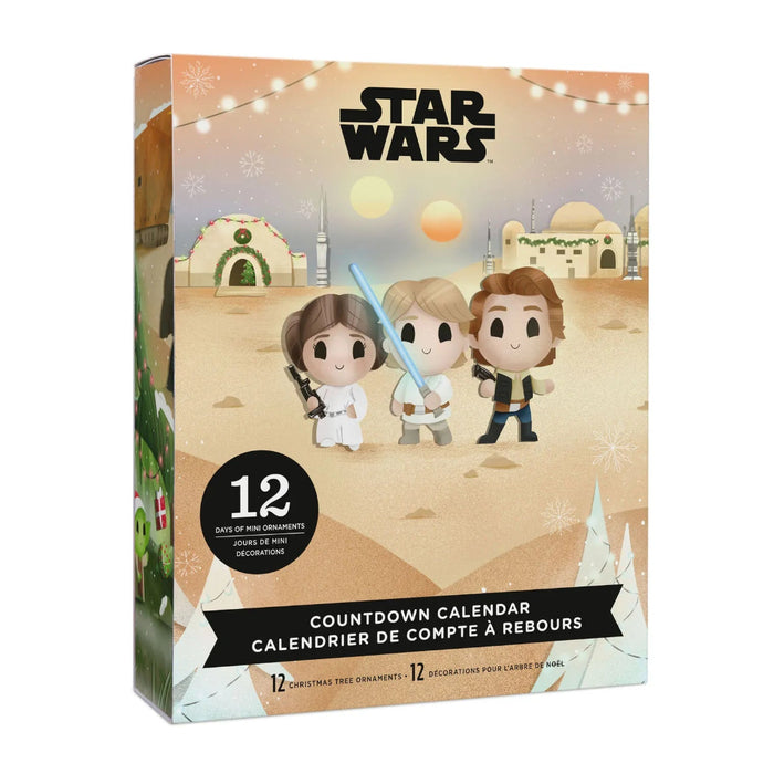 Hallmark Star Wars™ countdown calendar with 12 miniature shatterproof character and droid Christmas ornaments, each 1.75 inches high with hanger attachments.