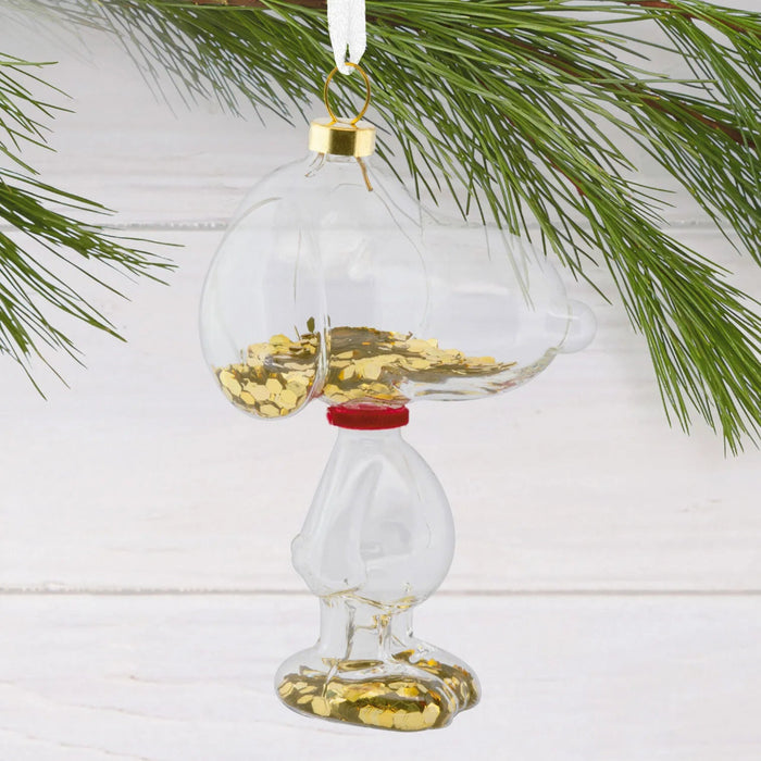 Hallmark Peanuts Snoopy confetti glass Christmas ornament