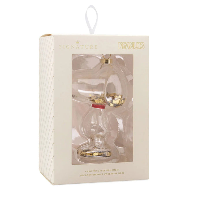 Hallmark Peanuts Snoopy confetti glass Christmas ornament