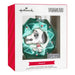 Hallmark Peanuts Snoopy in green wreath blown glass Christmas ornament
