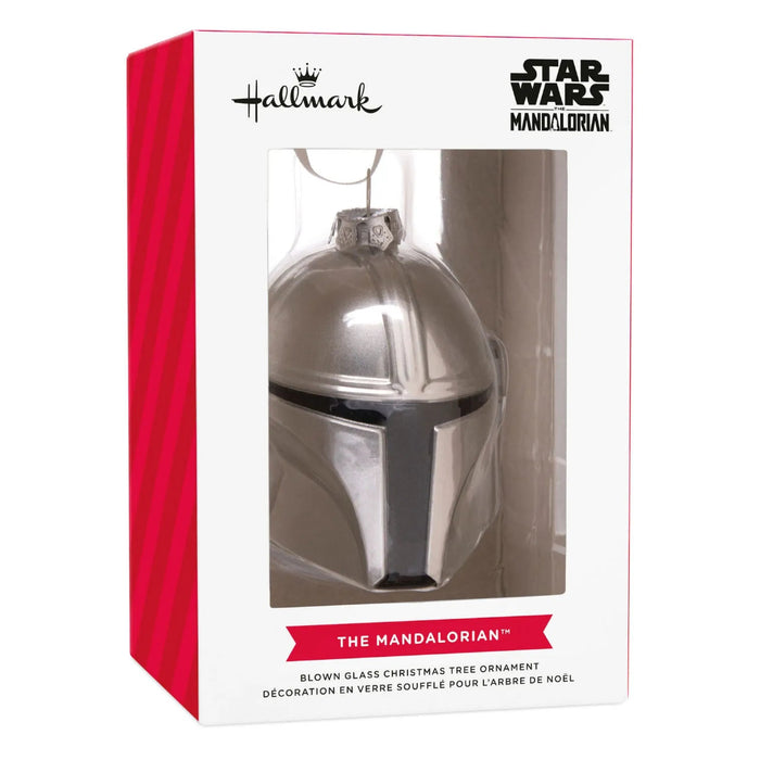 Hallmark Star Wars The Mandalorian helmet blown glass Christmas ornament