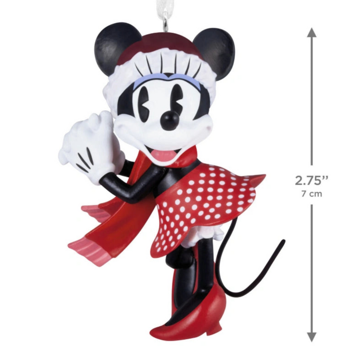 This Hallmark Disney Minnie Mouse Festive Hallmark Ornament brings classic Disney charm and holiday cheer to your Christmas décor. 