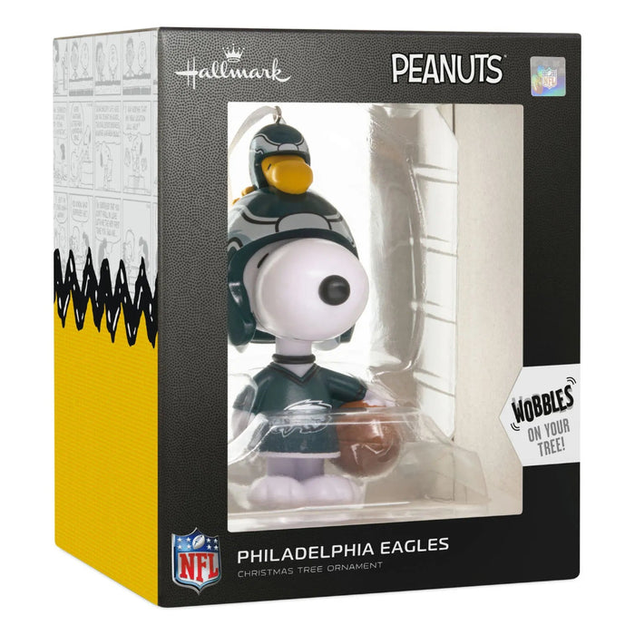 Hallmark Peanuts Snoopy and Woodstock Philadelphia Eagles bobblehead ornament