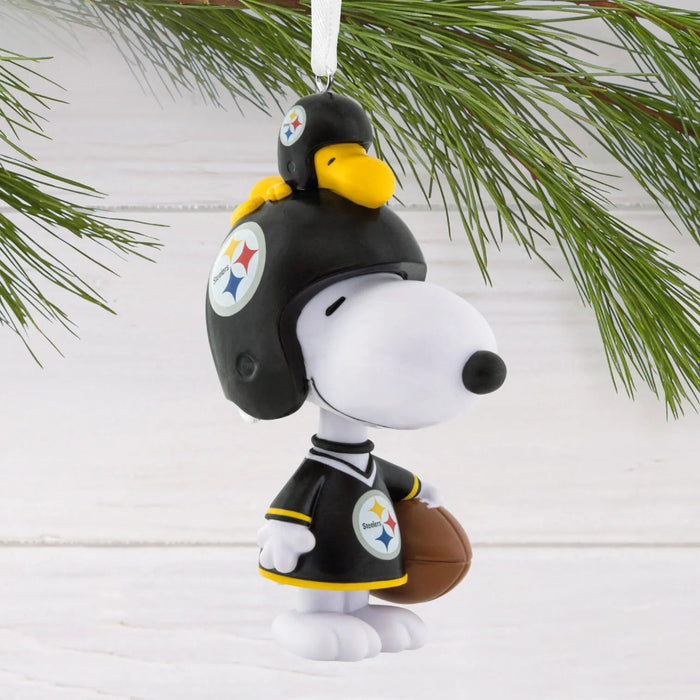 Hallmark Peanuts Snoopy and Woodstock Pittsburgh Steelers bobblehead ornament