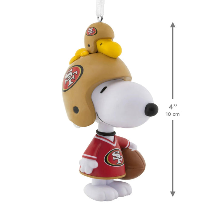 Hallmark Peanuts Snoopy and Woodstock San Francisco 49ers bobblehead ornament