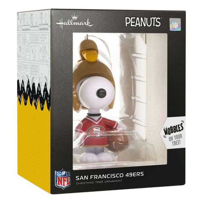 Hallmark Peanuts Snoopy and Woodstock San Francisco 49ers bobblehead ornament