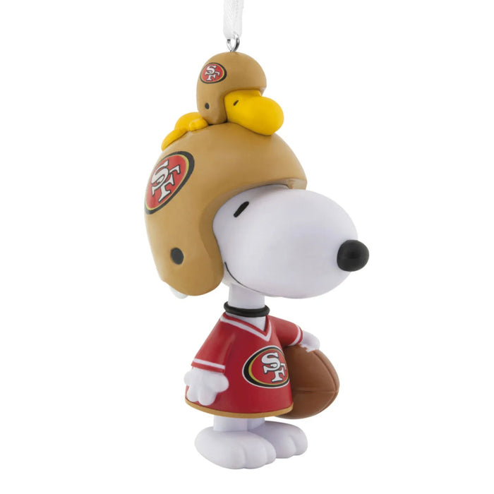 Hallmark Peanuts Snoopy and Woodstock San Francisco 49ers bobblehead ornament