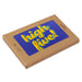 Kraft paper box with 'high five!' text on a blue background