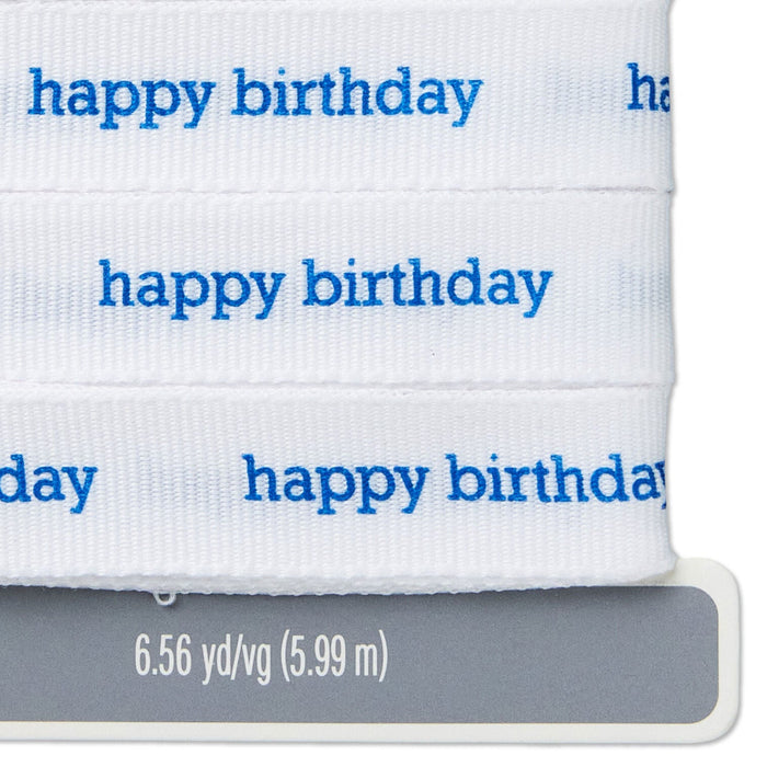 Hallmark : Happy Birthday White Grosgrain Ribbon, 19.6'