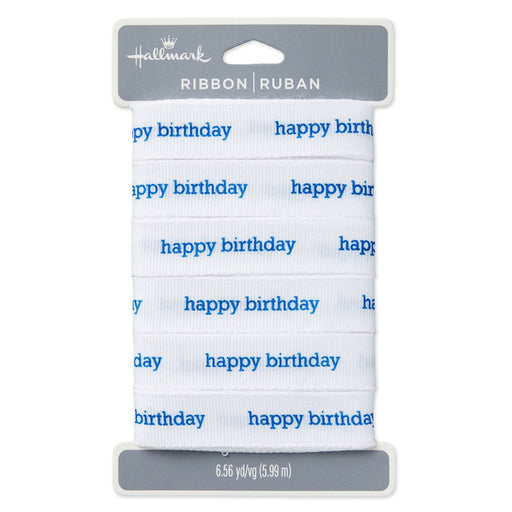 Hallmark : Happy Birthday White Grosgrain Ribbon, 19.6'
