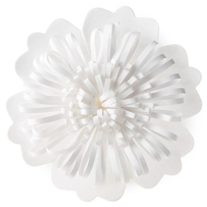 ream‑colored flower bow with scalloped ivory petals and self‑adhesive backing