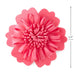 Coral pink floral gift bow with scalloped petals and adhesive backing for easy application; measures about 4.6 inches across