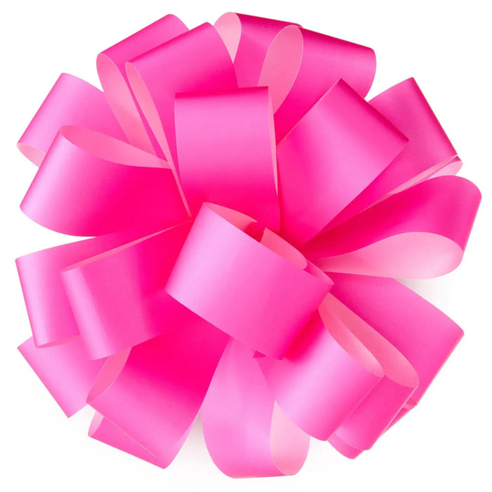 Large fuchsia gift bow with wide hot‑pink ribbon loops and self‑adhesive backing