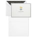 White card with gold text and black border, featuring a small illustration, on a white background.