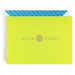 Lime green card with blue border and 'all smiles all grateful' text and smiley face on a white background