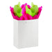 Fuchsia and green wavy‑edge tissue in a gift bag