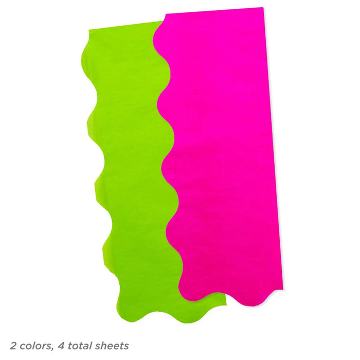 Fuchsia and green wavy‑edge tissue paper, 19" × 19"