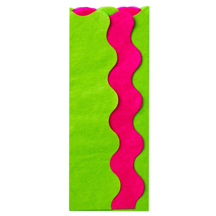 Four‑sheet tissue paper pack with two solid fuchsia sheets and two solid citrus‑green sheets