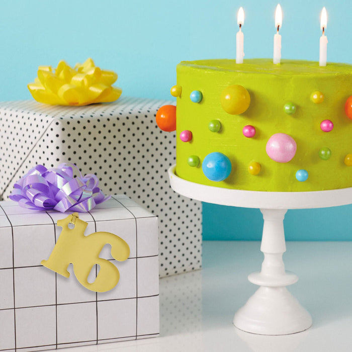 Hallmark : Gold "16" Die-Cut Gift Trim
