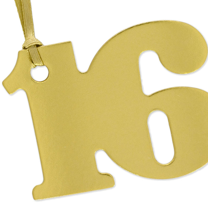 Hallmark : Gold "16" Die-Cut Gift Trim