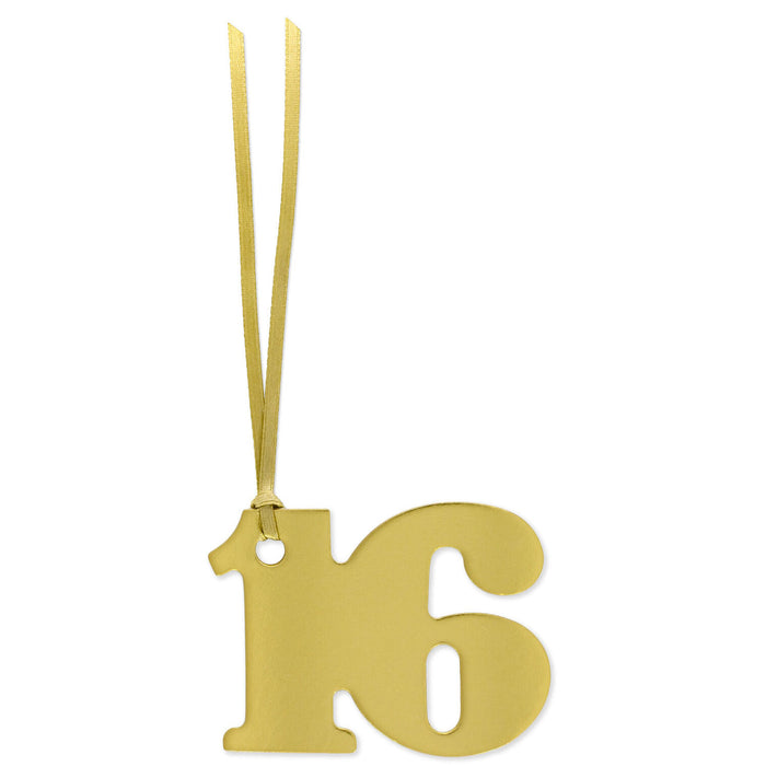 Hallmark : Gold "16" Die-Cut Gift Trim
