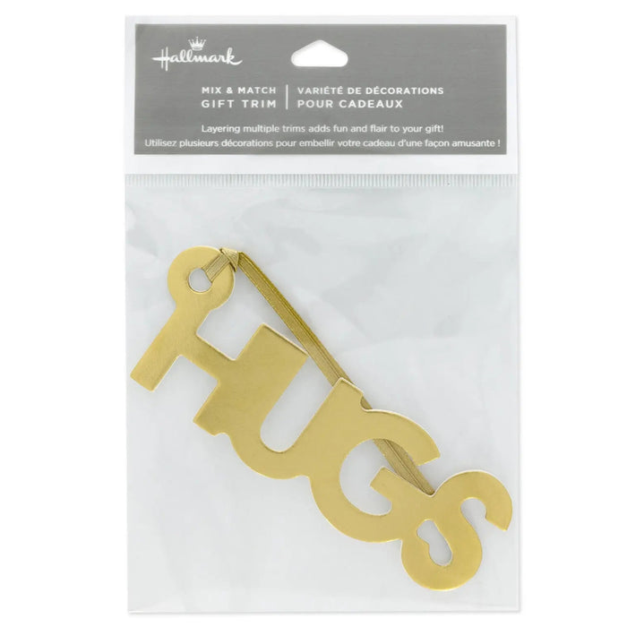 Gold “Hugs” gift trim in Hallmark packaging 