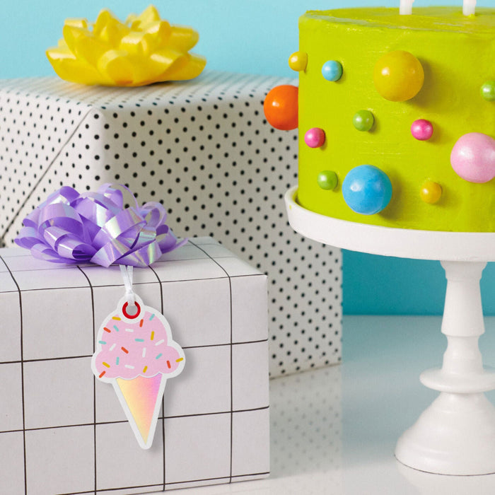 Hallmark : Pink Ice Cream Cone Die Cut Gift Tag