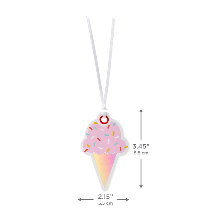 Hallmark : Pink Ice Cream Cone Die Cut Gift Tag