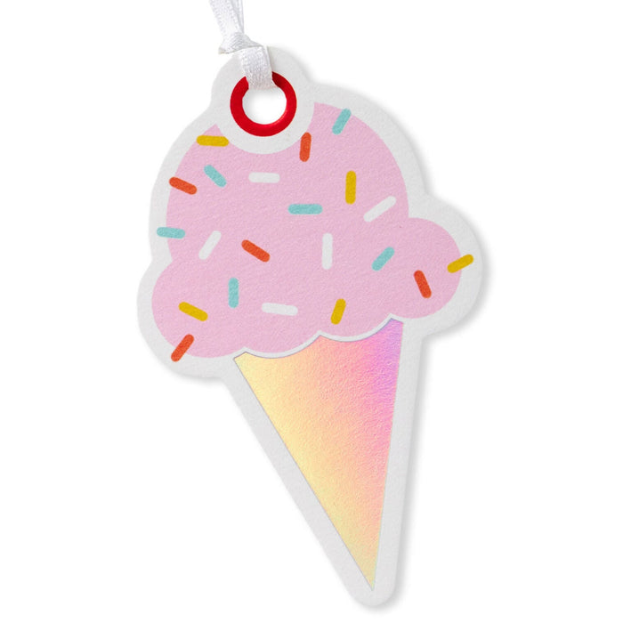 Hallmark : Pink Ice Cream Cone Die Cut Gift Tag