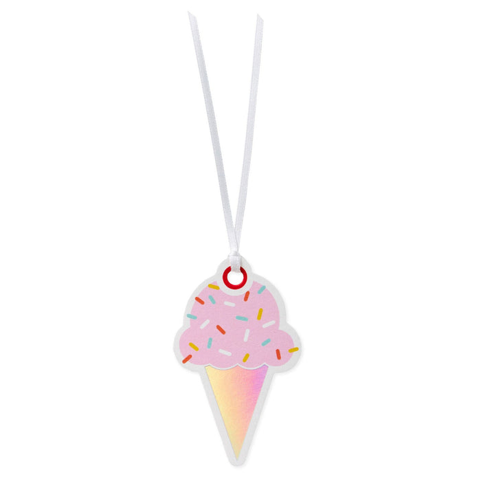 Hallmark : Pink Ice Cream Cone Die Cut Gift Tag