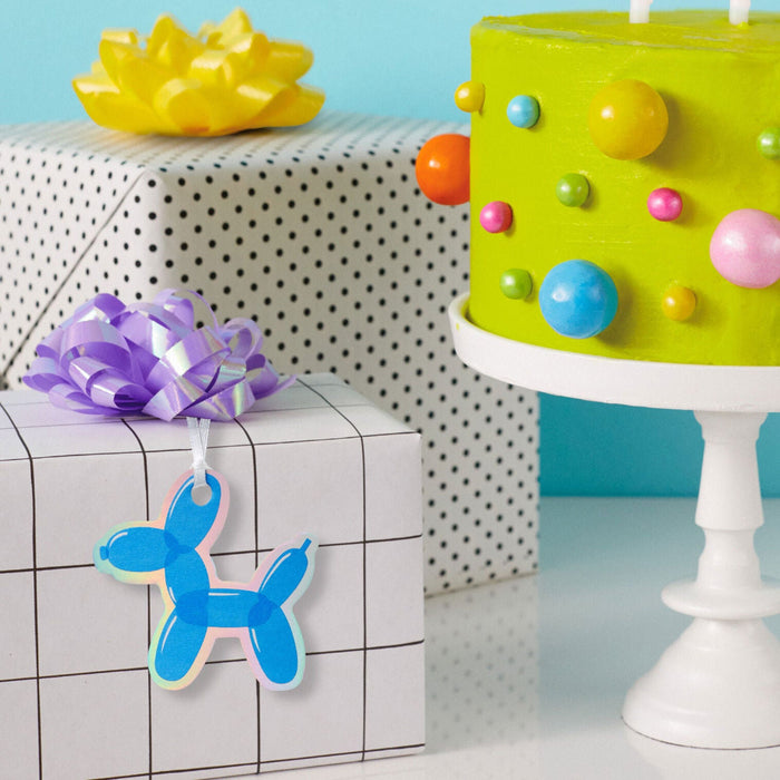 Hallmark : Blue Balloon Dog Die-Cut Gift Tag