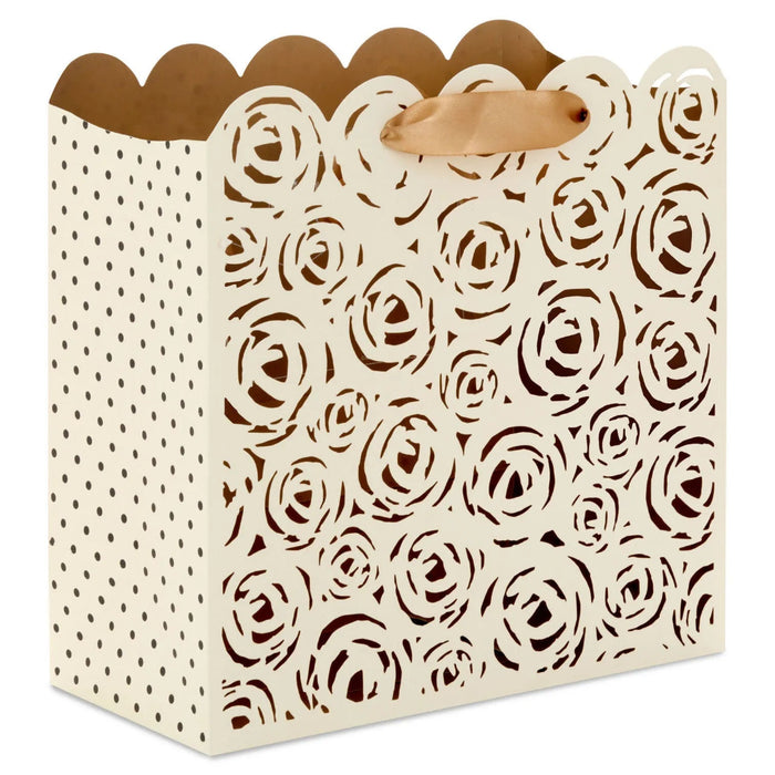 Hallmark cream roses laser-cut large square gift bag with tissue paper