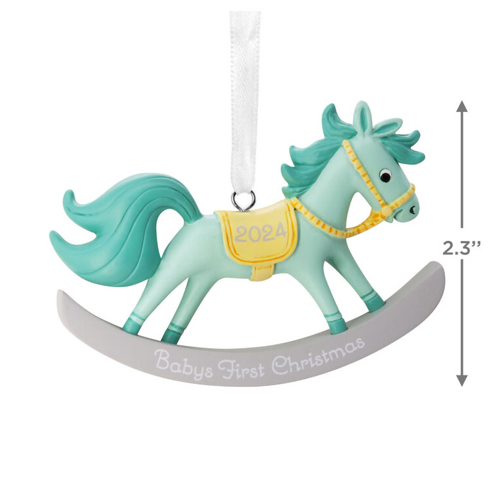 Hallmark : Baby Boy's First Christmas Rocking Horse 2024 Hallmark Ornament