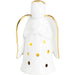 White angel figurine with gold wings and accents on a white background