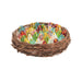 A bird nest containing an assortment of colorful glass birds, showcasing vibrant hues and intricate designs.