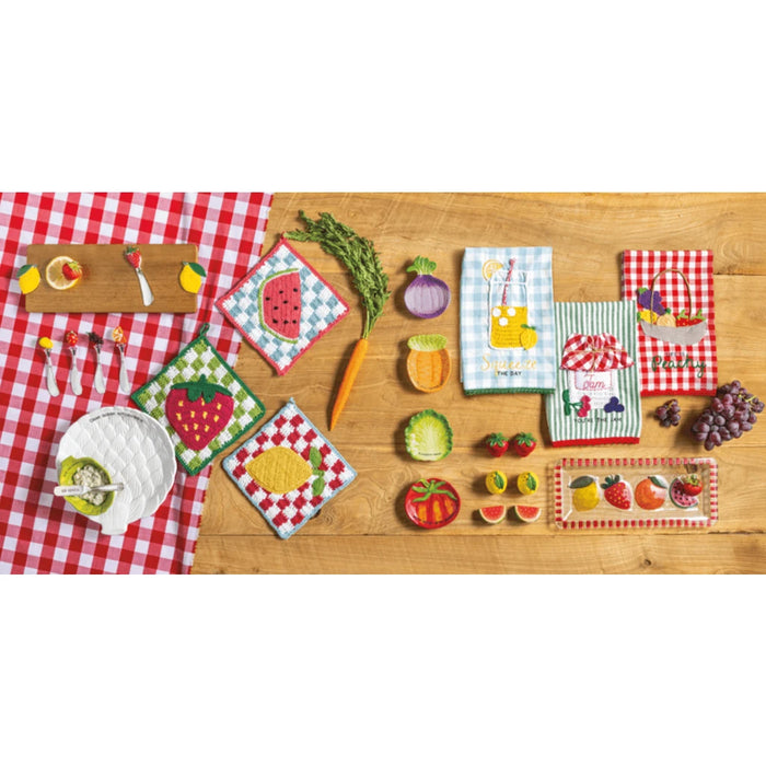 Colorful watermelon salt and pepper shakers, showcasing a fun and fruity design perfect for summer-themed dining.