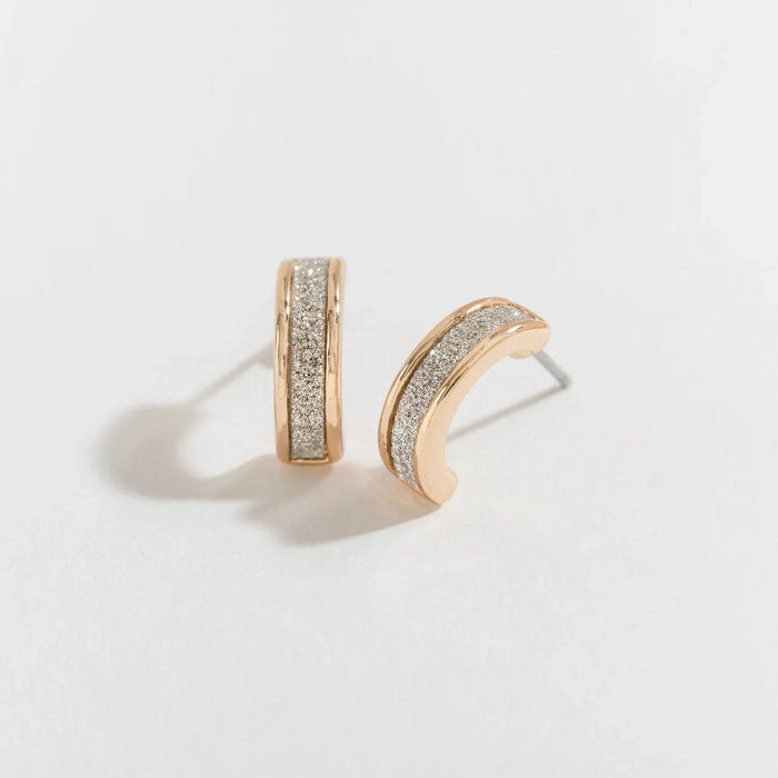 Howards Inc Gold Glitter Hoop Click Ear Sense Earring with sparkling gold glitter finish, secure click closure, and hypoallergenic post for sensitive ears.