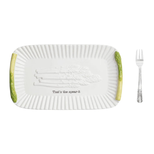 A white plate with a fork and knife placed neatly on top, ready for a meal.
