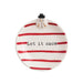 Decorative plate with red stripes and a snowman design, featuring the text 'Let it snow'.