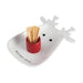 Deer-shaped toothpick holder with red container holding toothpicks on a white background