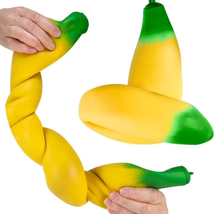 Easy Sqweezy Giant Stretchy Banana oversized stretchy sensory toy featuring a soft banana-shaped design for squeezing, stretching, fidgeting, and stress relief.