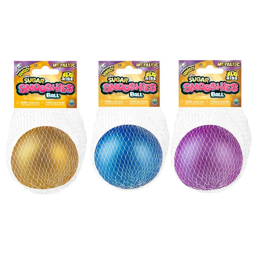 Three metallic-colored balls in clear packaging with 'Sugar Smoochies' labels on a white background.