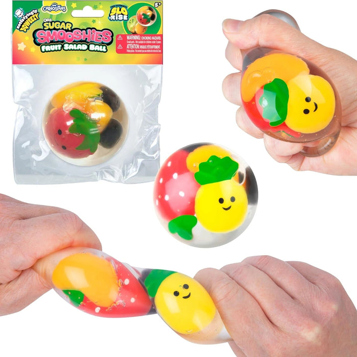 Colorful Sugar Smooshies Fruit Salad Ball slow-rise squishy toy with a soft fruit-inspired design for sensory play, stress relief, and collecting.