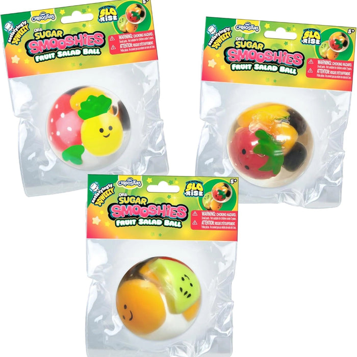 Colorful Sugar Smooshies Fruit Salad Ball slow-rise squishy toy with a soft fruit-inspired design for sensory play, stress relief, and collecting.