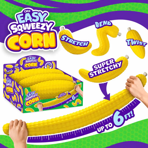 Orb Toys Easy Sqweezy Corn Squeeze Toy featuring a playful corn-shaped squishy design