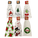 Set of Christmas-themed kitchen towels with various designs on a white background